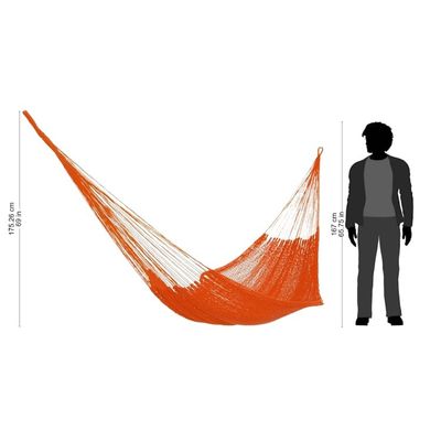 Alternate image for Solid Maya Orange Hand Woven Cotton Hammock Single Mango Paradise