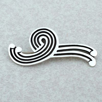 Alternate image for Hand Made Modern Sterling Silver Brooch Pin Large Silver Fountain