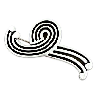 Alternate image for Hand Made Modern Sterling Silver Brooch Pin Large Silver Fountain