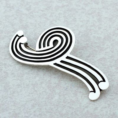 Alternate image for Hand Made Modern Sterling Silver Brooch Pin Large Silver Fountain