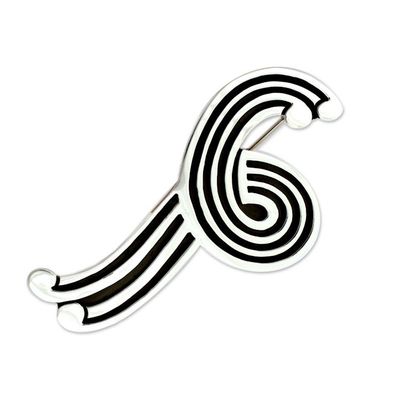 Alternate image for Hand Made Modern Sterling Silver Brooch Pin Large Silver Fountain