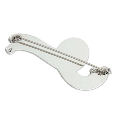 Alternate image for Hand Made Modern Sterling Silver Brooch Pin Large Silver Fountain