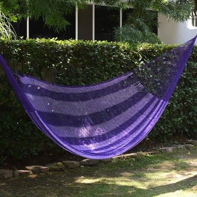 Alternate image for Lilac Striped Double Nylon Hammock from Mexico Lilac Blossom