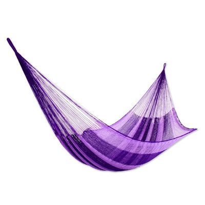 Alternate image for Lilac Striped Double Nylon Hammock from Mexico Lilac Blossom
