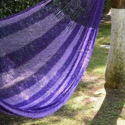 Alternate image for Lilac Striped Double Nylon Hammock from Mexico Lilac Blossom