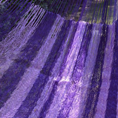 Alternate image for Lilac Striped Double Nylon Hammock from Mexico Lilac Blossom