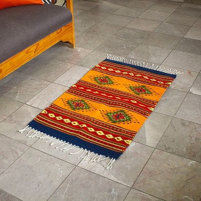 Alternate image for Hand Crafted Zapotec Rug 2x3.5 Sun Fire