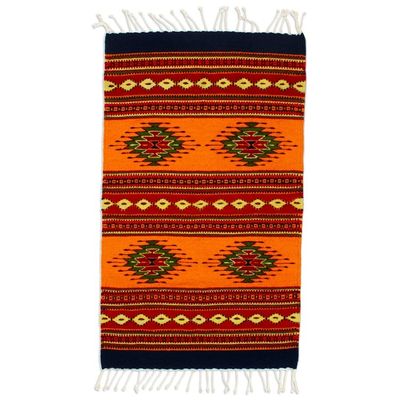 Alternate image for Hand Crafted Zapotec Rug 2x3.5 Sun Fire