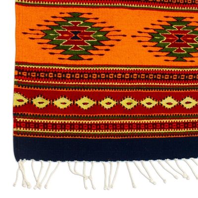 Alternate image for Hand Crafted Zapotec Rug 2x3.5 Sun Fire