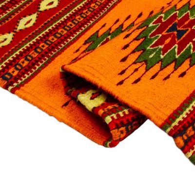 Alternate image for Hand Crafted Zapotec Rug 2x3.5 Sun Fire