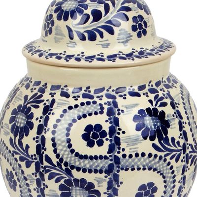 Alternate image for Authentic Mayolica Ceramic Vase and Lid from Mexico Path to Puebla