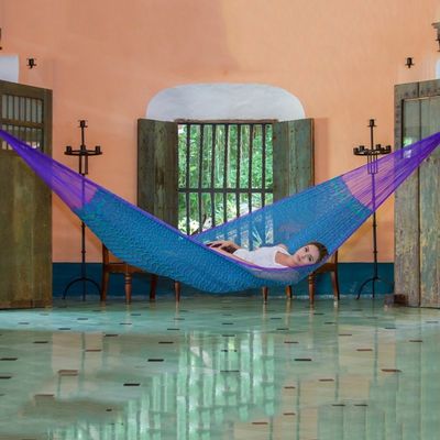 Alternate image for Artisan Crafted Striped Mayan Hammock Single Royal Pheasant
