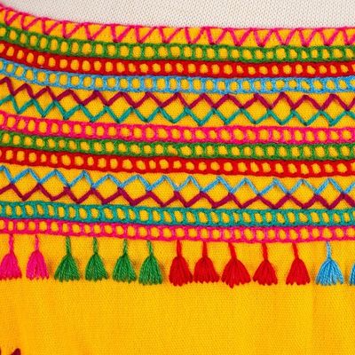 Alternate image for Handwoven Saffron Cotton Sleeveless Blouse from Mexico Marigold Summer