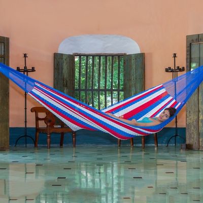 Alternate image for Red White and Blue Hand Woven Nylon Maya Hammock Single Patriotic