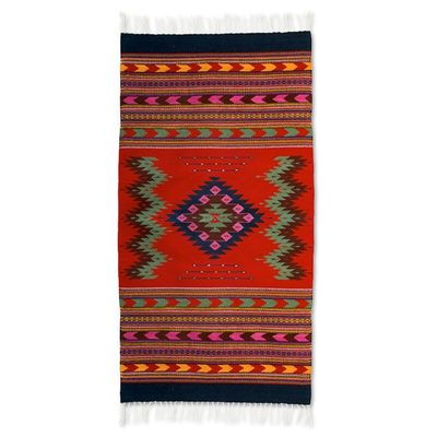 Image for Fair Trade Zapotec Wool Rug 2.5x5 Zapotec Passion
