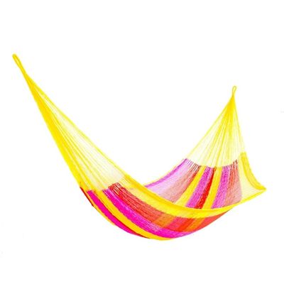 Alternate image for Hand Woven Nylon Pink Yellow Hammock Single from Mexico Candy Delight