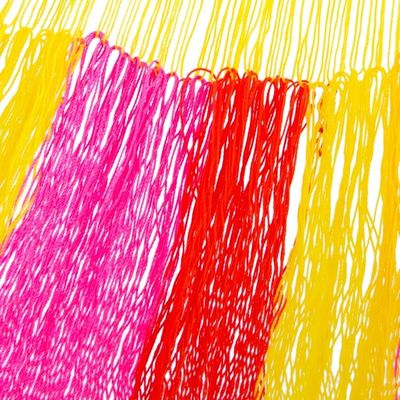 Alternate image for Hand Woven Nylon Pink Yellow Hammock Single from Mexico Candy Delight