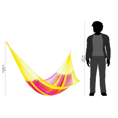 Alternate image for Hand Woven Nylon Pink Yellow Hammock Single from Mexico Candy Delight