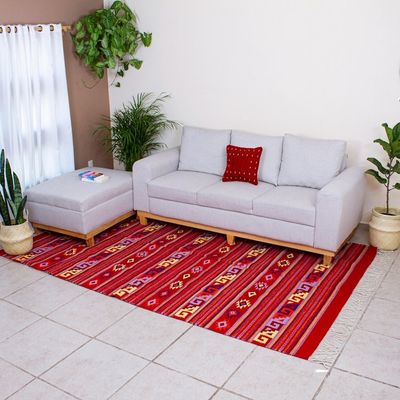 Alternate image for Zapotec wool rug 6.5x10 Scarlet Paths