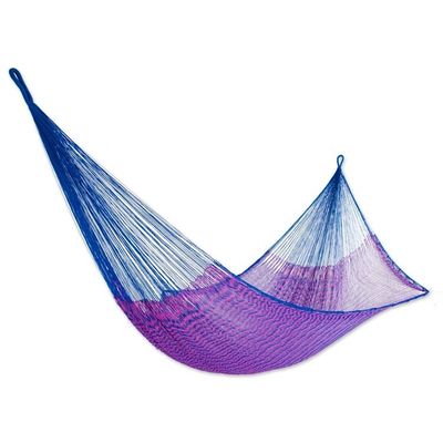 Alternate image for Hand Woven Fuchsia and Royal Blue Hammock from Mexico Iridescent Tropics