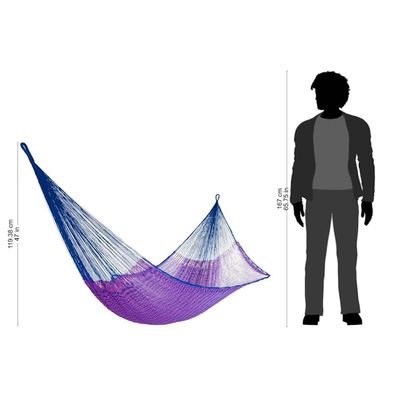 Alternate image for Hand Woven Fuchsia and Royal Blue Hammock from Mexico Iridescent Tropics