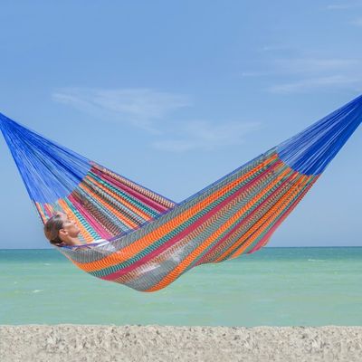 Alternate image for Cotton Striped Rope Hammock Double Colors of Mexico
