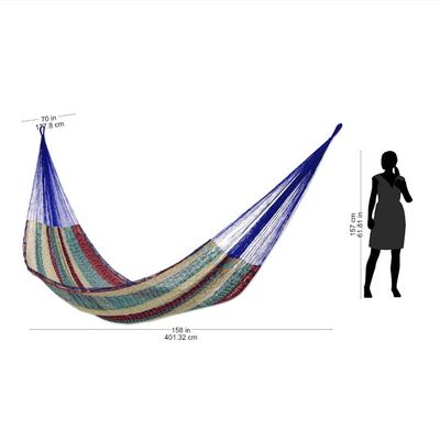 Alternate image for Cotton Striped Rope Hammock Double Colors of Mexico