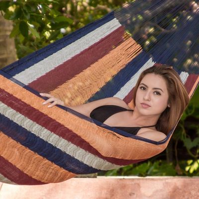 Alternate image for Hand Made Nylon Single Hammock with S-Hooks from Mexico Durango