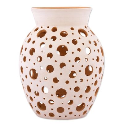 Alternate image for Handcrafted Hole Motif Ceramic Decorative Vase from Mexico Transparency