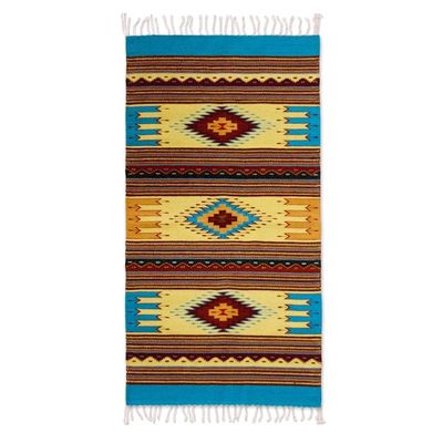 Alternate image for Mexican Zapotec Rug 2.5x5 Summer Sky