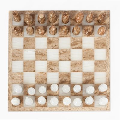 Alternate image for Onyx and Marble Chess Set in Brown and Beige 13.5 in. Natures Challenge