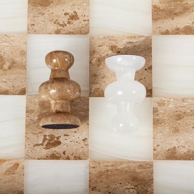 Alternate image for Onyx and Marble Chess Set in Brown and Beige 13.5 in. Natures Challenge