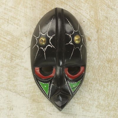 Alternate image for Hand-Carved African Sese Wood Wall Mask from Ghana Stellar Thoughts