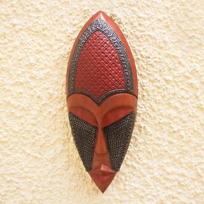 Alternate image for Hand Carved Wood and Metal African Mask Beautiful Queen