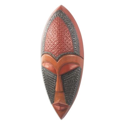 Alternate image for Hand Carved Wood and Metal African Mask Beautiful Queen