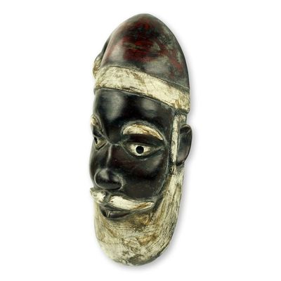 Alternate image for Artisan Hand Carved Unique Santa Claus African Mask Ghanaian Santa Claus