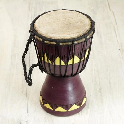 Alternate image for Authentic African Mini Djembe Drum Crafted by Hand African Aubergine