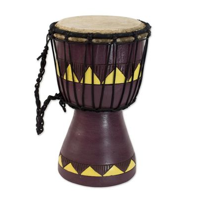 Alternate image for Authentic African Mini Djembe Drum Crafted by Hand African Aubergine