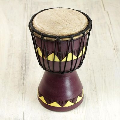 Alternate image for Authentic African Mini Djembe Drum Crafted by Hand African Aubergine