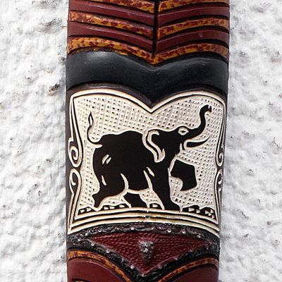 Alternate image for Sese Wood and Aluminum Elephant-Themed Mask Akono