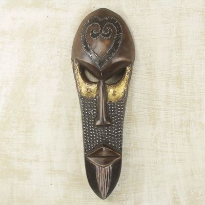 Alternate image for African Male Wall Mask with Heart Shape Made by Hand Love Star