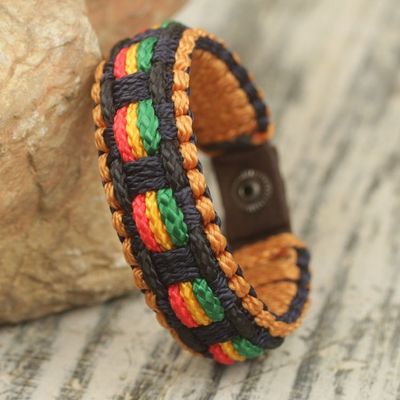 Alternate image for Mens Colorful Hand Woven Cord Bracelet from Africa Good Vibes