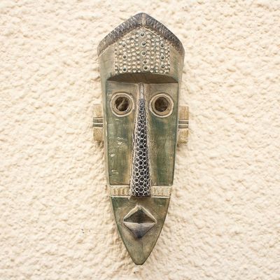 Alternate image for Original Green West African Hand-Carved Sese Wood Wall Mask Green Giant