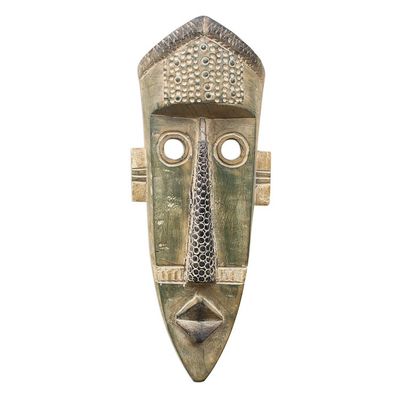 Alternate image for Original Green West African Hand-Carved Sese Wood Wall Mask Green Giant