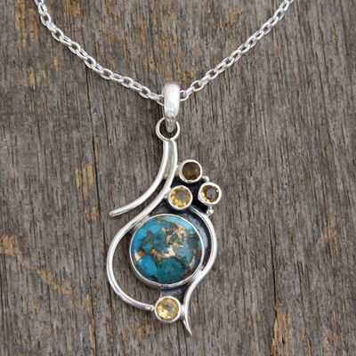 Main image for .925 Silver Necklace with Citrine and Composite Turquoise Golden Sky