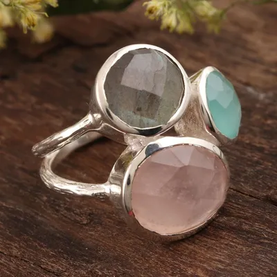 Alternate image for 16.5-Carat Multi-Gemstone Cocktail Ring from India Sparkling Blossom