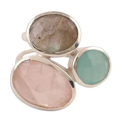 Alternate image for 16.5-Carat Multi-Gemstone Cocktail Ring from India Sparkling Blossom