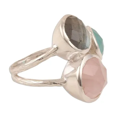 Alternate image for 16.5-Carat Multi-Gemstone Cocktail Ring from India Sparkling Blossom