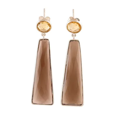 Alternate image for 14.5-Carat Smoky Quartz and Citrine Dangle Earrings Glorious Dazzle