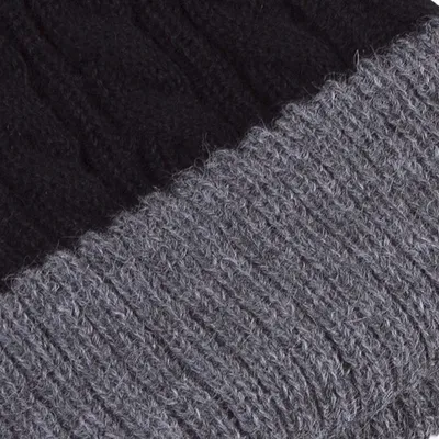 Alternate image for Peruvian 100 Alpaca Reversible Black and Grey Ribbed Hat Warm and Cozy